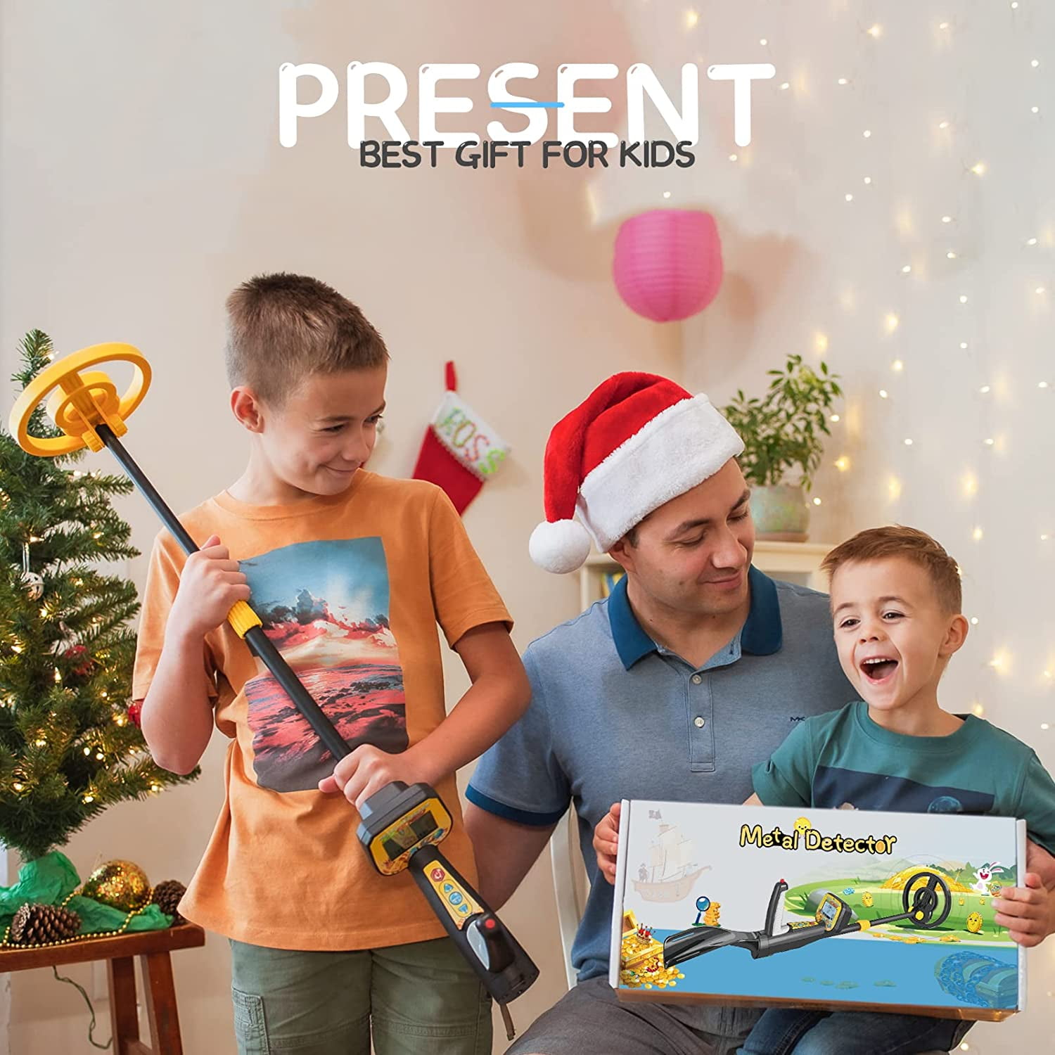 Metal Detector for Kids, GVDV Kids Metal Detector High Accuracy with Backlit LCD Display, Adjustable (32"-40") Metal Detector for Kids Ages 7+