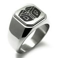 thumbnail image 1 of Stainless Steel Letter Q Initial 3D Cube Box Monogram Engraved Engraved Square Flat Top Biker Style Polished Signet Ring, 1 of 1