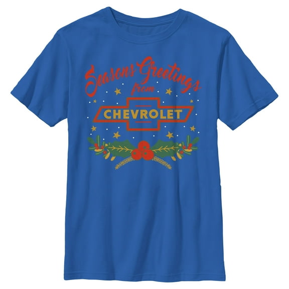 Boy's General Motors Seasons Greetings Logo  Graphic Tee Royal Blue X Large
