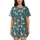 thumbnail image 1 of Fotbe Dogs Conjunto de Pijama Estampado para Mujer, 2 Piezas, Ropa de Dormir con Camiseta de Manga Corta y Shorts Suaves-Medium, 1 of 6