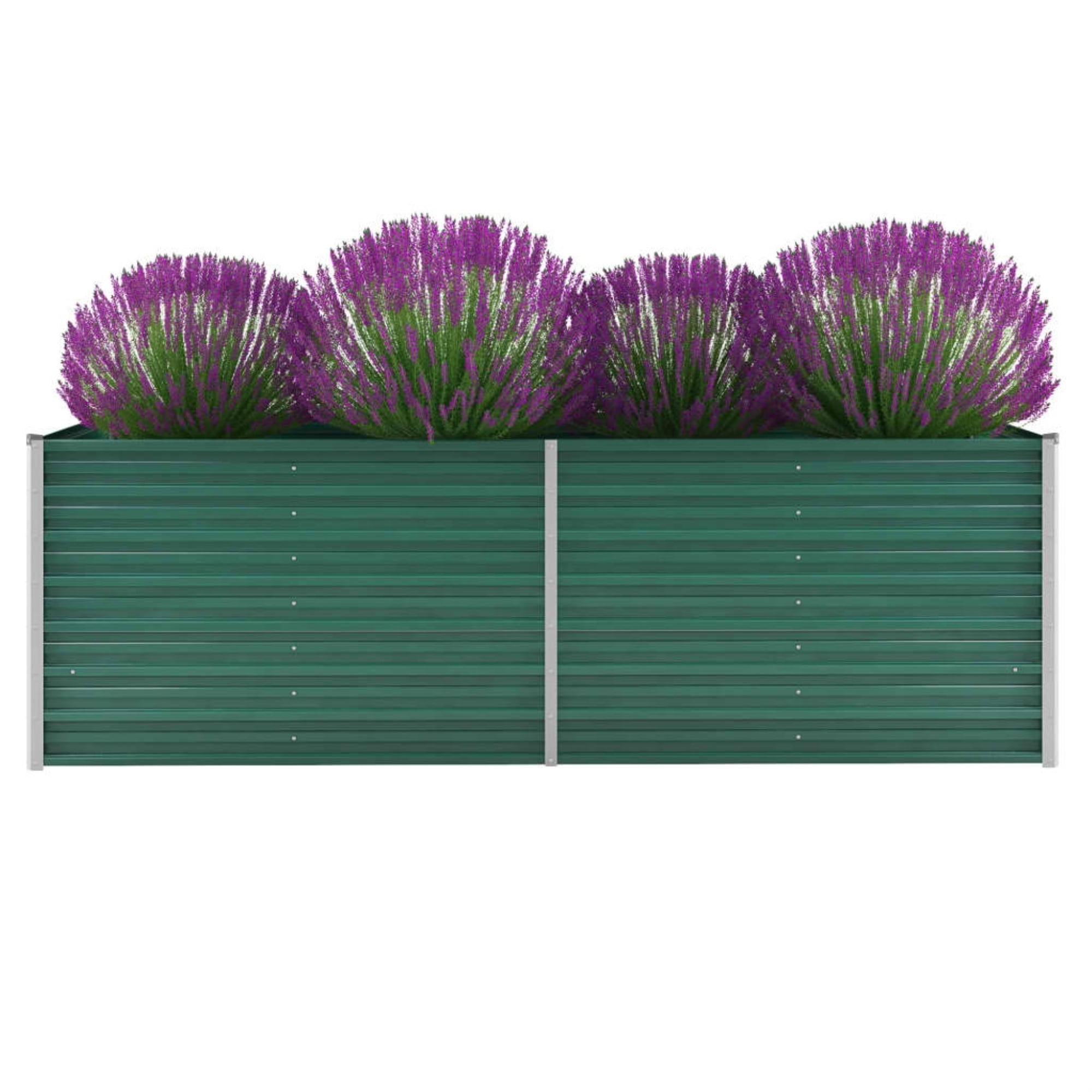 vidaXL Raised Garden Bed Galvanized Steel Green Planter Flower Box