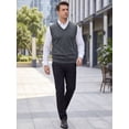thumbnail image 2 of INSPIRE CHIC Men's Sweater Vest V Neck Solid Color Knit Sleeveless Top XL Dark Gray, 2 of 5