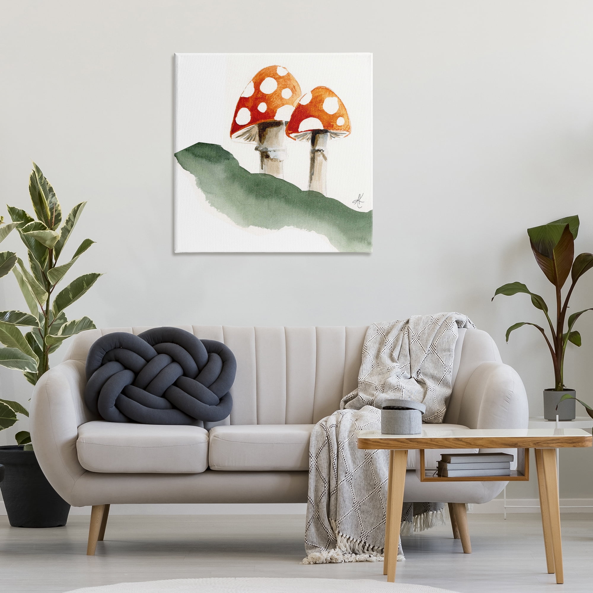 Stupell Industries Spotted Red Mushrooms Plants & Flowers Painting Wrapped Canvas Art Print Wall Art, 30 x 30