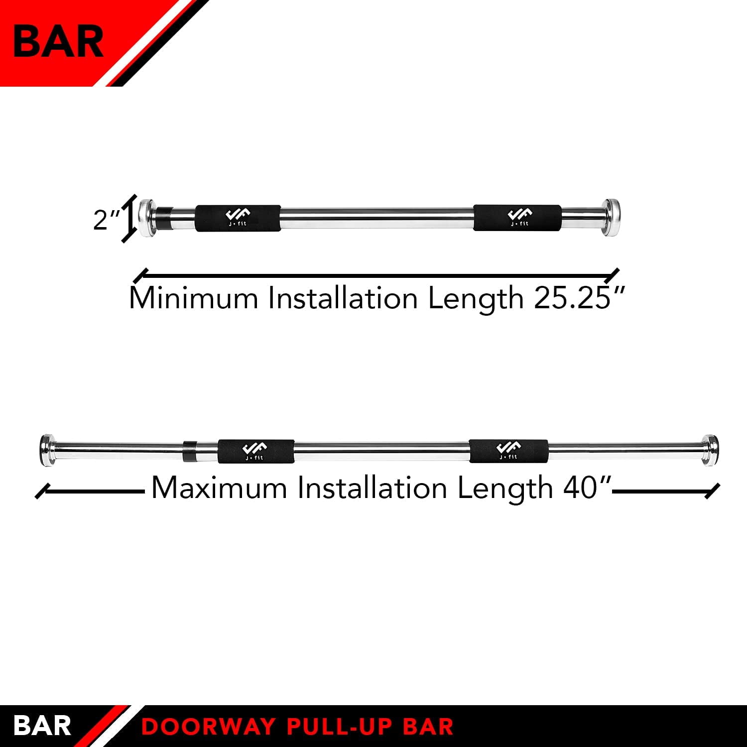 JFIT Deluxe Multi Exercise Doorway Pull-Up Bar with Comfort Grips, 40-Inch