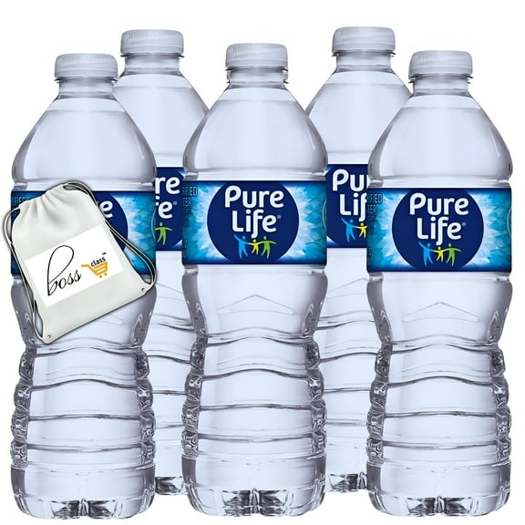 (5) Pure Life Purified Water, 16.9 fl. oz. Clean Crisp Bottled Premium Drinking Water Thirst Quencher Instant Pure Hydration Home Party Gym Pantry Picnic Travel Food Supplies