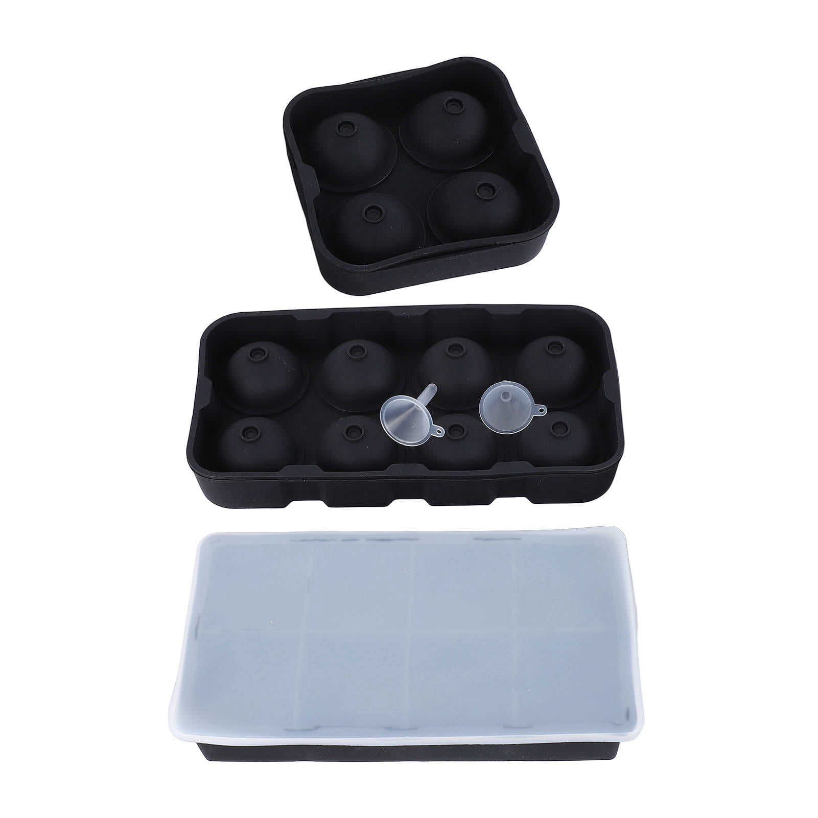 Yajisi Large Silicone Ice Cube Tray Easy Release Square And Spherical Sphere Ice Molds Maker For Cocktails Whiskey Bourbon Beverages Home Bar Use Includes Covers And Funnels (9.84 inches / 25 cm)