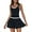 Black, variant on PISONIC Womens Tennis Golf Dress with Built-in Bra Shorts Racerback Color Block Pleated Hem Athletic Dresses with Pockets