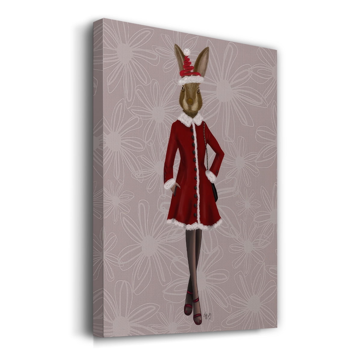 Christmas Christmas Fashion Bunny- Gallery Wrapped Canvas