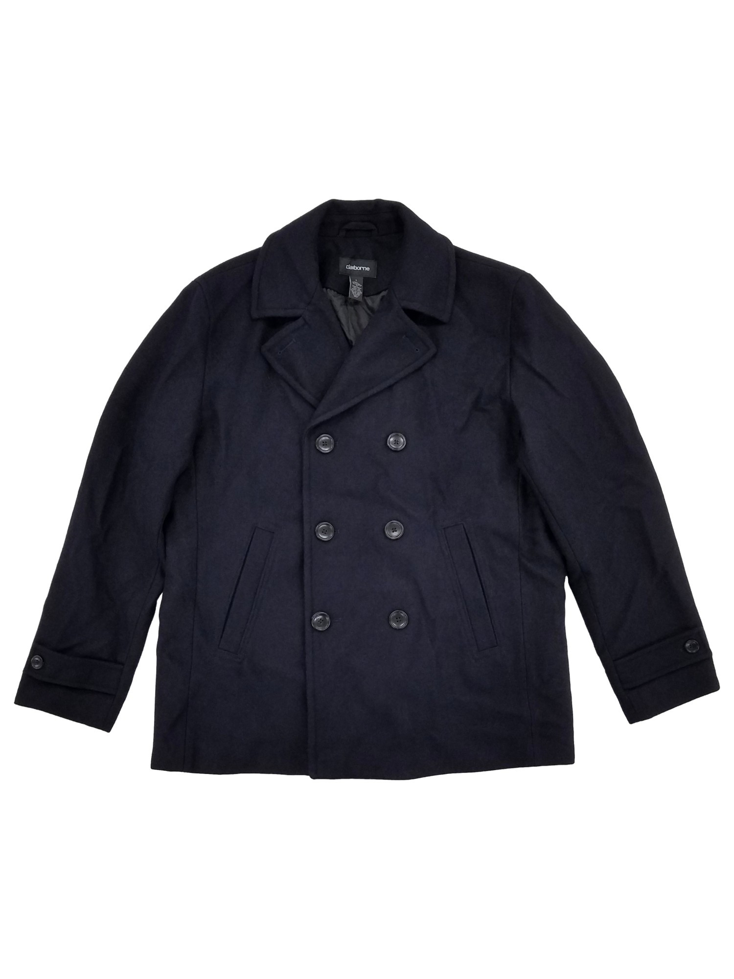 Claiborne Mens Black Wool Blend Pea Coat Jacket XX-Large - Walmart.com