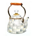 thumbnail image 1 of MacKenzie-Childs Sterling Check Enamel Tea Kettle, Decorative Tea Kettle, 2-Quart Capacity, 1 of 4