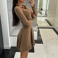 thumbnail image 2 of OSOLU New Solid Color Comfortable Casual Waist Long Sleeve Lapel Dress Women Leisure Sundress Wedding Guest Dresses For Women, 2 of 5