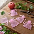 thumbnail image 5 of Fruit Protection Bags M 3.9x5.9in Organza Drawstring Pink Insect Barrier Netting Pouches for Orchard Garden Farm Pest Prevention, 5 of 6