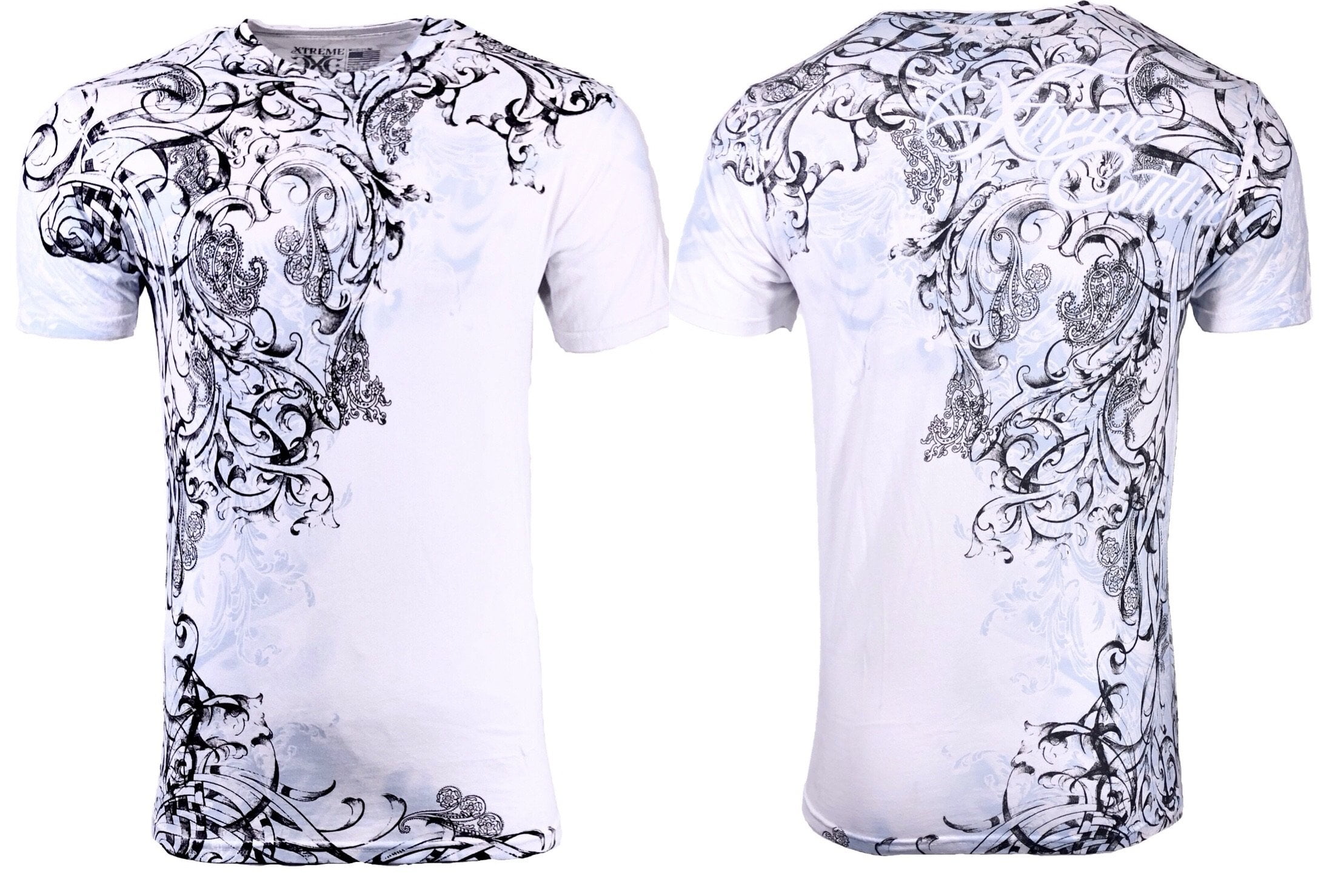 Xtreme Couture By Affliction Men's T-Shirt LAST BLOW White Biker Wings MMA - Foto 5