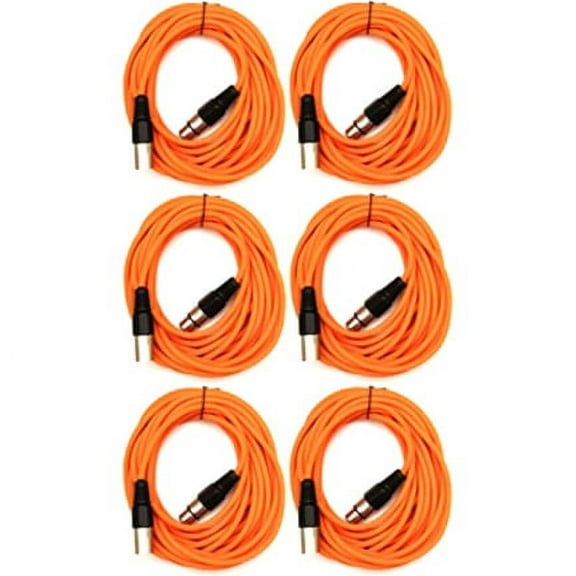 Seismic Audio SAXLX-25, 6 Pack of Orange 25 Foot XLR Microphone Cables
