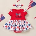 thumbnail image 2 of Staki Baby Girl 4th of July Jumpsuit 4th of July Baby Girl Outfit Fourth of July Romper Short Sleeve Onesie Newborn Independence Day Clothes 0-18M,3-6 Months, 2 of 6