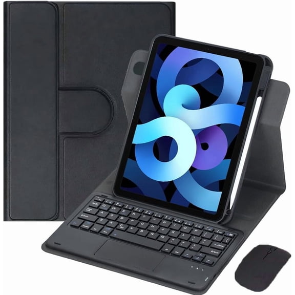 360° Rotatable Detachable Keyboard Case with Trackpad & Pencil Slot for iPad Air 4/5 10.9",black