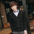 thumbnail image 1 of Suéter de punto de primavera y otoño para hombre, cárdigan fino, color sólido, chaqueta de punto de algodón con cuello en V para hombre joven, 1 of 6
