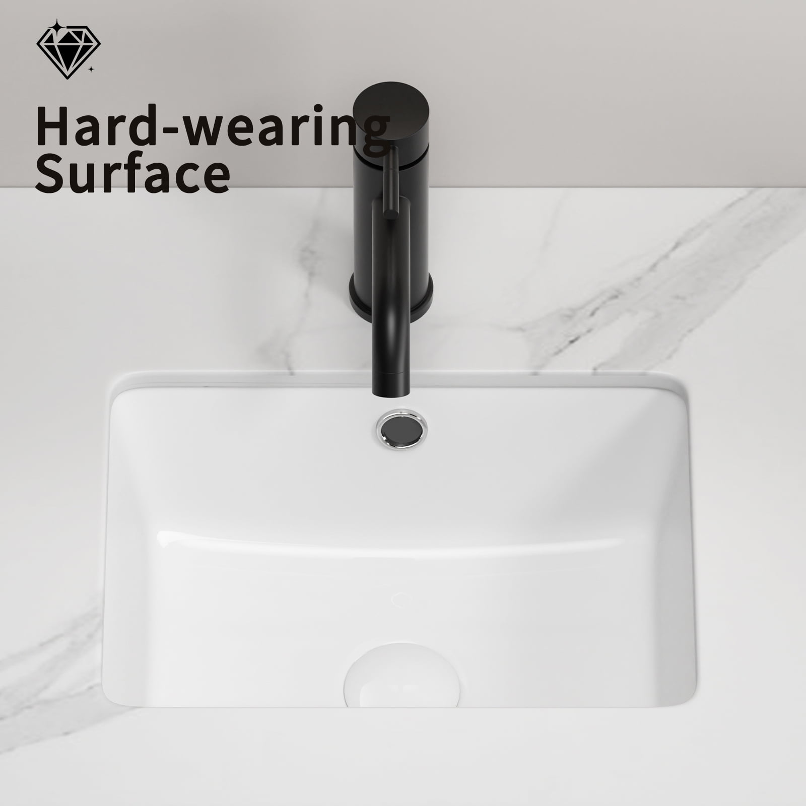 16 Inch Rectangle Undermount Bathroom Sink Under Counter Vanity Sink Opening Size White Porcelain Basin Sink Para Baños