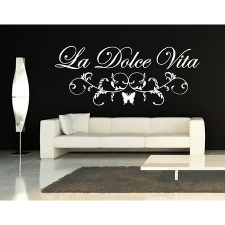 la dolce vita floral quote wall decal - wall sticker, vinyl wall art