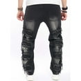 thumbnail image 5 of GXFC Men Straight Leg Jeans Ripped Relaxed Fit Jeans Hip Hop Denim Streetwear, 5 of 8
