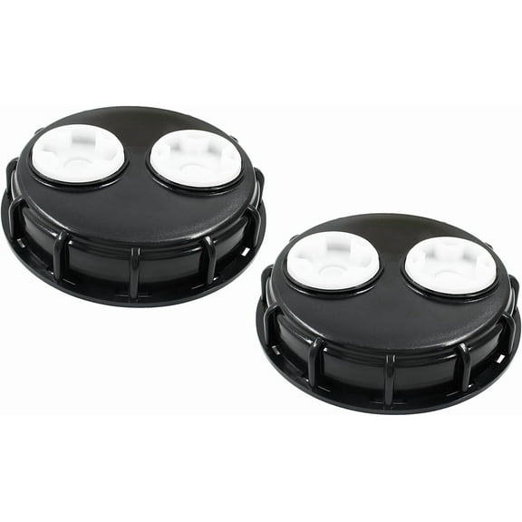 2 Pcs IBC Tote Lid Cover, 6.5" Heavy Duty IBC Tank Water Liquid Storage Tank Cap Cover with Double Vent Holes for Chemical/Food/Industries Storage, Fine Thread(Black, Fine Thread)