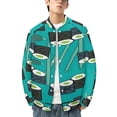 thumbnail image 2 of Sushi-licious! Baseball Jersey Fashion Ribbed Sleeve Man Women's Jacket Motion Tops XXS-6XL, 2 of 7