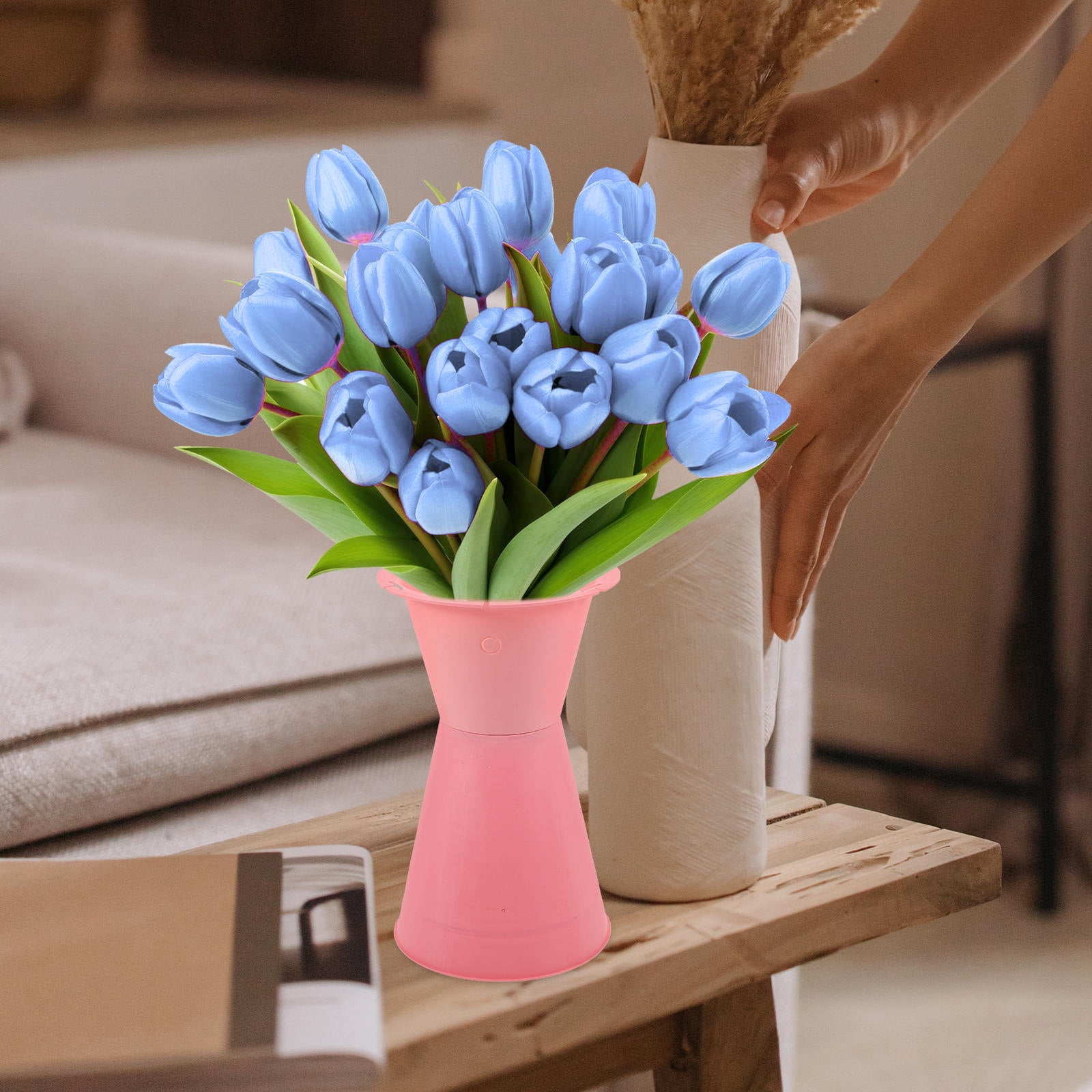 Masteelf  10 Pcs Decoration Wedding Compact Flower Holder Pink Bouquet