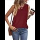 thumbnail image 1 of Camisas Casuales de Verano para Mujer, con Cuello Redondo y Mangas , Color Rojo Vino, Talla L, 1 of 7