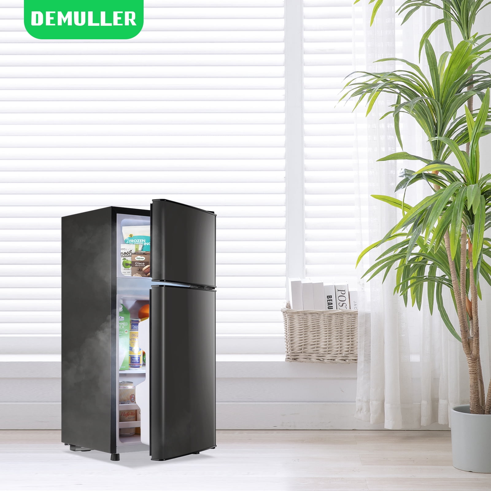 DEMULLER 2.4 Cu.ft Mini Refrigerator with Freezer Small Fridge Top Freezer Personal Fridge New Gray