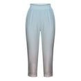 thumbnail image 4 of FAIWAD Women's Straight Capri High Waist Pant Color Block Soft Lightweight Joggers Pants (Small, White2), 4 of 4