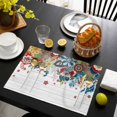 thumbnail image 3 of Boho Flowers Placemats Set of 6, Bohemian Abstract Floral Vintage Wood Plank Placemats for Dining Table, Place Mats for Kitchen Tabletop, Waterproof Wipeable Dining Table Mats Set, 3 of 9