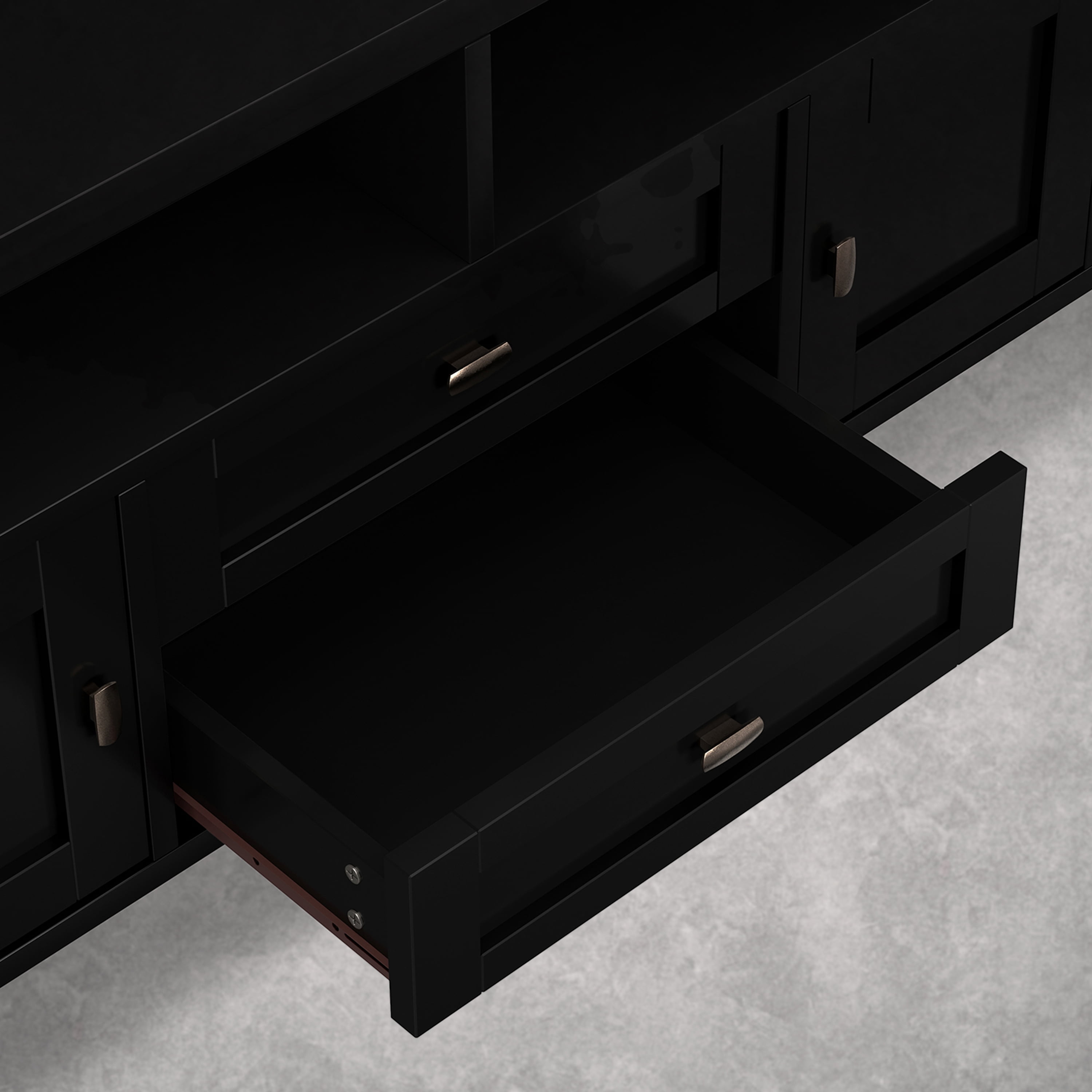 Simpli Home Warm Shaker 72 inch Wide Solid Wood TV Stand, Deep Black