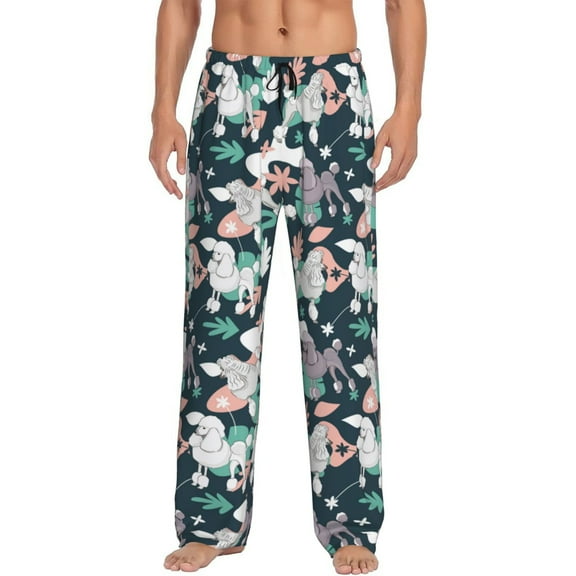 Fotbe Cute Poodle Dog Men's Pajama Pants,Sleepwear Pants,Pj Bottoms Drawstring And Pockets-Medium