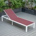 thumbnail image 6 of LeisureMod Marlin Modern White Aluminum Outdoor Patio Chaise Lounge Chair with Square Fire Pit Side Table Perfect for Patio, Lawn, and Garden (Burgundy), 6 of 21