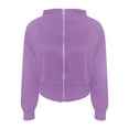 thumbnail image 6 of UAMVSH Hooded Sweatshirts for Women Classic Full Zipper Cropped Athletic Jackets Casual Long Sleeve Hoodie with Thumb Hole(X-Large,Purple), 6 of 7