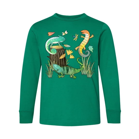 Inktastic Cute Lizards Hanging out Long Sleeve Youth T-Shirt