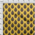 thumbnail image 2 of oneOone Cotton Poplin Yellow Fabric Leaves & Floral Block Dress Material Fabric Print Fabric By The Yard 56 Inch Wide, 2 of 4