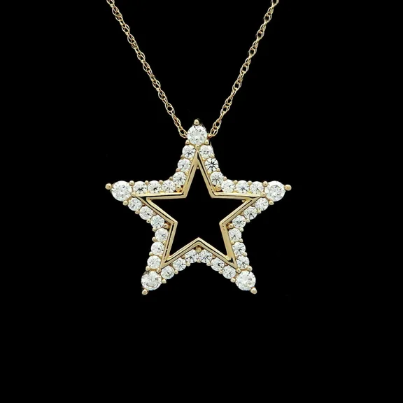0.50Ct Round Cut Lab Created Diamond Star Shaped Pendant Necklace In 14K Yellow Gold Plated