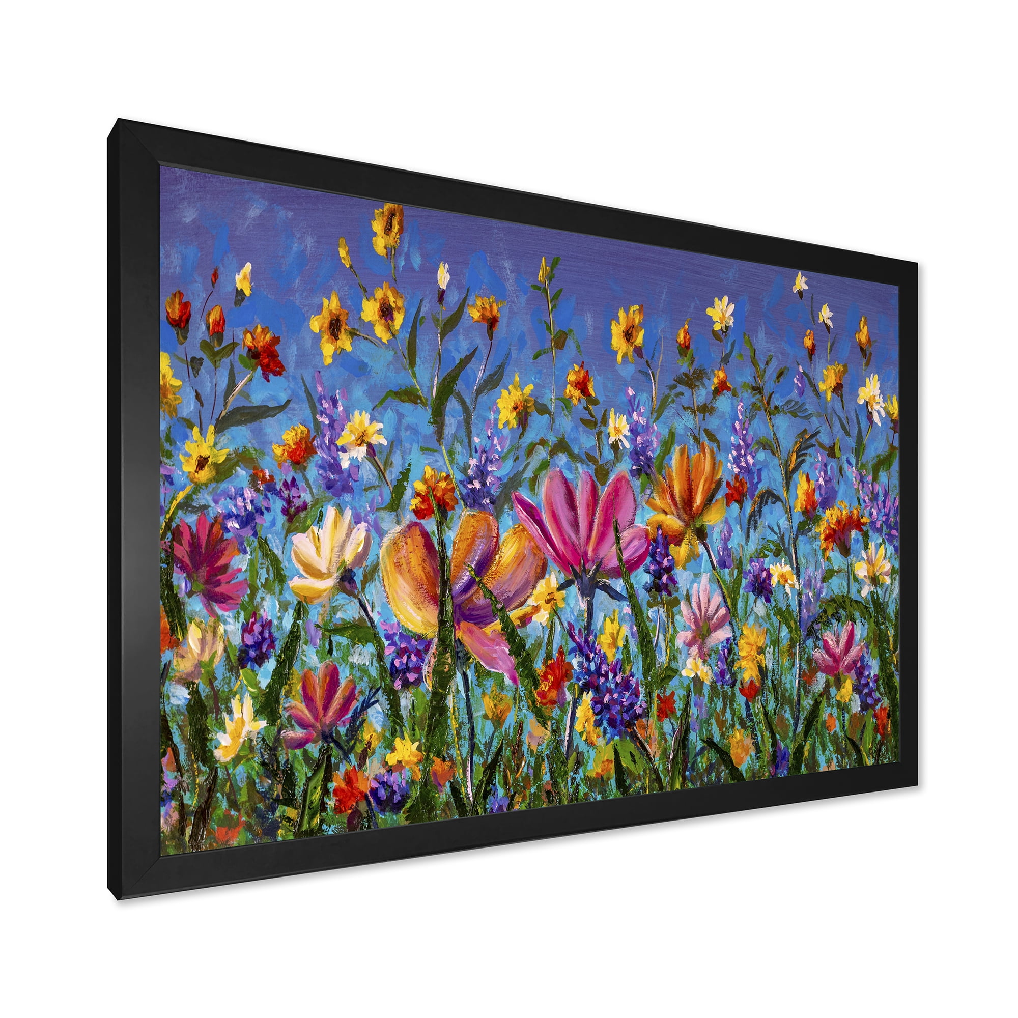 Designart 'Wildflowers and Daisies In Summer Garden Field I' Traditional Framed Art Print