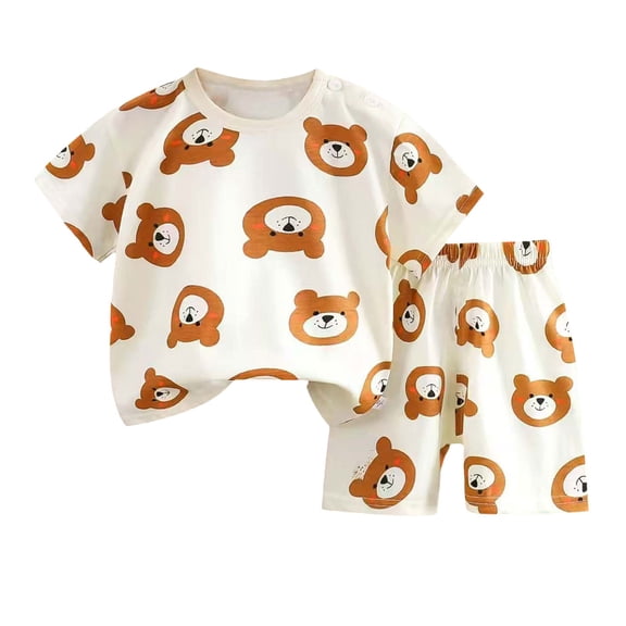 XZNPDUCQ Boys Dinosaur Print T Shirt And Shorts Sets Outfits Casual Wear And Sports Size 3T Dailywear Set Summer Outfit (3-9 Months,Khaki)