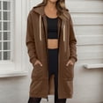 thumbnail image 3 of Lumtrix Long Hoodies for Women Zip Up Fleece Oversized Long Sleeve Sweatshirts Fall Winter Warm Hoodie Dress with Pockets Brown XL, 3 of 6
