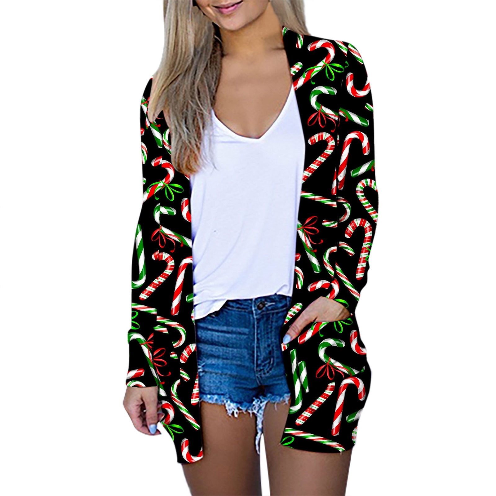XFLWAM Cardigan For Women Christmas Casual Plus Size Jackets Xmas ...