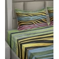 thumbnail image 5 of Ambesonne Zebra Print Fitted & Top Sheet Set with Shams, Savannah Animal Stripes, Green Yellow Black, 5 of 7