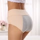 thumbnail image 4 of Ropa interior menstrual Prolriy para mujer, color liso, cintura alta, talla grande, algodón, antifugas, conservadora, cintura baja, pantalones fisiológicos, ropa interior para mujer, beige, L, 4 of 4
