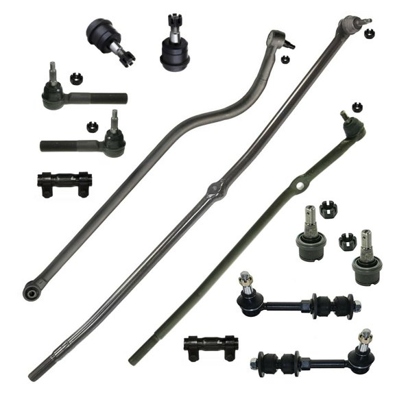 New 13 Pc Suspension & Steering Kit for 4x4 / 4WD Models Tie Rods Adjusting Sleeves Track Bar Inner Outer Ball Joints Sway Bar Links Fits select: 2000-2002 DODGE RAM 2500, 2000-2002 DODGE RAM 3500