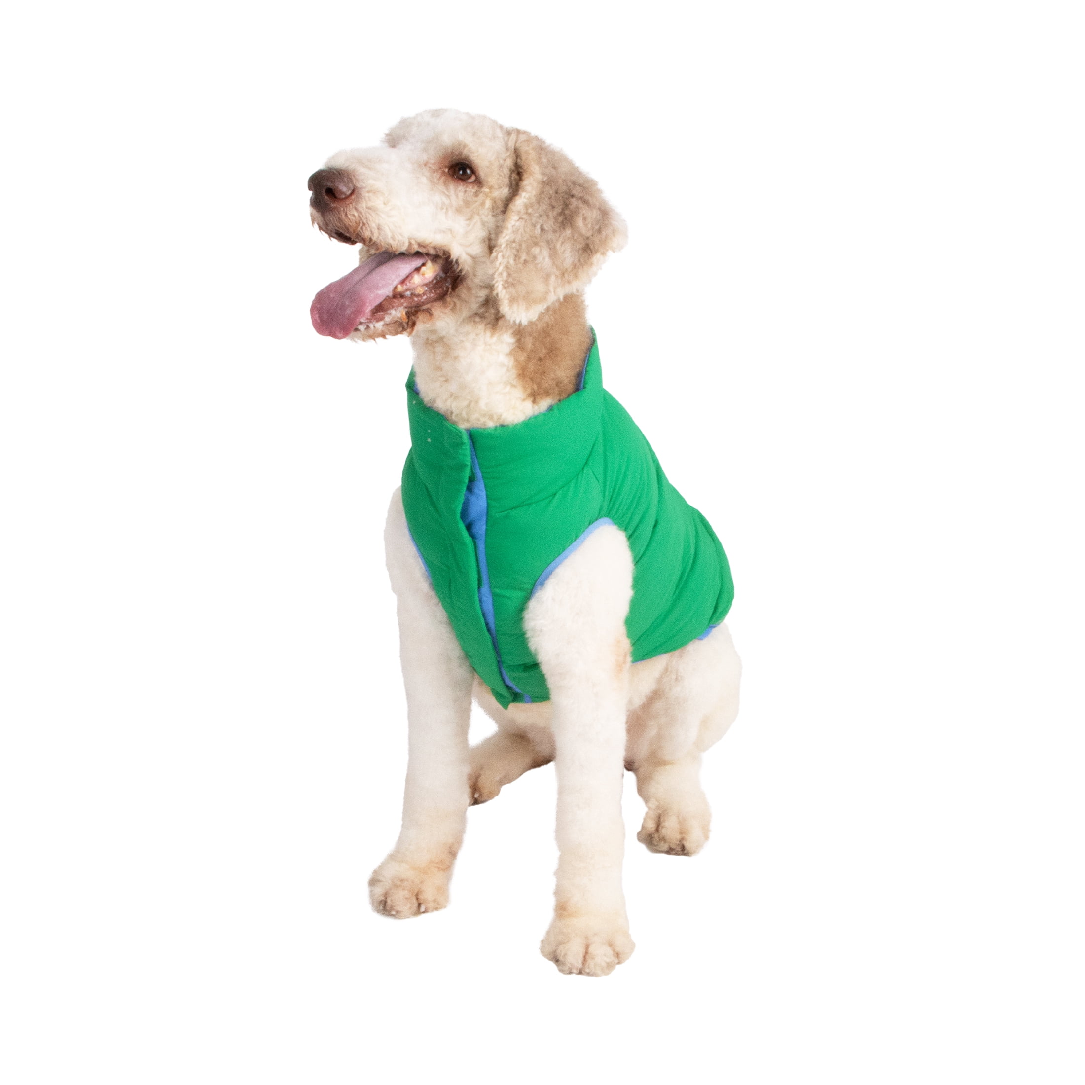 Oodles Green Quilted Puffer Bubble Hem Fall Dog Jacket, Large