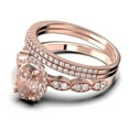 thumbnail image 4 of Art Deco 2.75 Carat Oval Cut Morganite And Diamond Moissanite Classic Engagement Ring, Halo Wedding Ring in 10k Solid Rose Gold, Gift For Her, Wife Gift, Anniversary Ring, Trio Set, Matching Band, 4 of 4