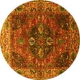 thumbnail image 1 of Ahgly Company Machine Washable Indoor Round Oriental Yellow Industrial Area Rugs, 4' Round, 1 of 4