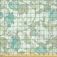 thumbnail image 2 of Ambesonne Floral Fabric by the Yard Microfiber, Spring Blossoms Soft Tones, 5 Yards, Turquoise Grey Yellow, 2 of 2