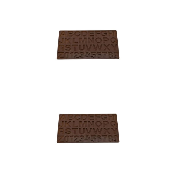 Toystoory Moldes de Fondant para cocina, 26 letras en inglés, molde en relieve, herramientas de decoración de pasteles, número antiadherente, Café 2piezas